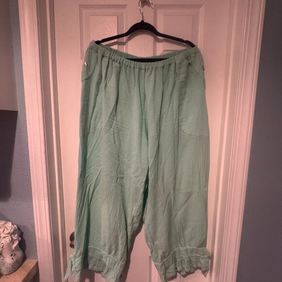 GUC COTTON GAUZE SIZE 3XL BALLOON BLOOMER WIDE LEG PANTS MINT GREEN - Picture 1 of 4